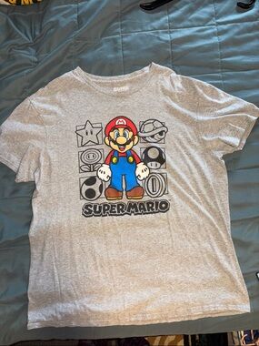 Nintendo Super Mario Tee - Gray with Red Accent